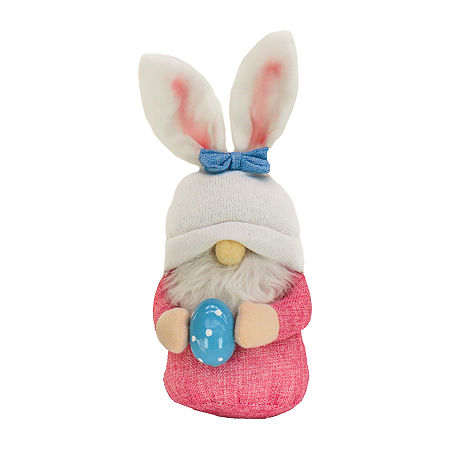 National Tree Co. Easter Bunny Gnome With Egg Figurine, One Size, Pink