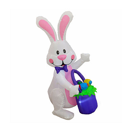 National Tree Co. Waving Easter Bunny Lighted Outdoor Inflatable Decor, One Size, White