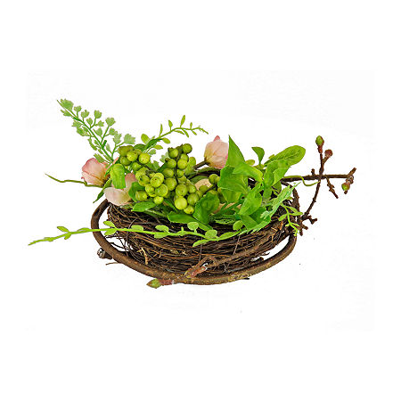 National Tree Co. Bird's Nest And Berries Easter Tabletop Decor, One Size, Pink