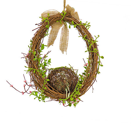 National Tree Co. Bird's Nest Twig Wall Décor Wreath, One Size, Green