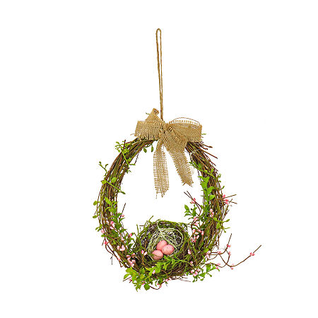 National Tree Co. Bird's Nest Twig Wall Décor Wreath, One Size, Green