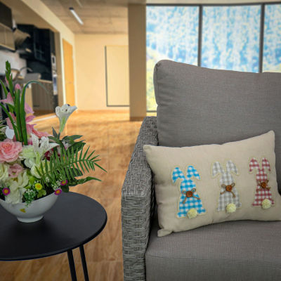 National Tree Co. Plaid Bunnies Easter Rectangular Throw Pillow