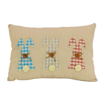 National Tree Co. Plaid Bunnies Easter Rectangular Throw Pillow