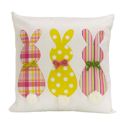 National Tree Co. Bunny Trio Easter Square Throw Pillow AH63PFY210161