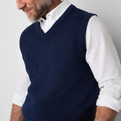 St. John's Bay Fine Gauge Mens V Neck Sweater Vest