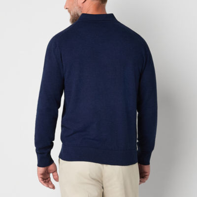 St. John's Bay Fine Gauge Polo Mens Long Sleeve Pullover Sweater