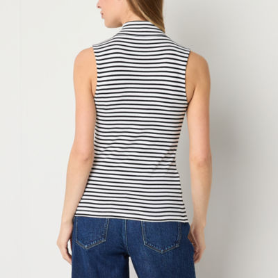 a.n.a Womens Ribbed Sleeveless Mock Neck Top