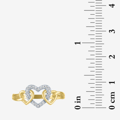 (G-H / I1-I2) Womens Diamond-Accent Lab-Grown Diamond 10K Gold Heart Cocktail Ring