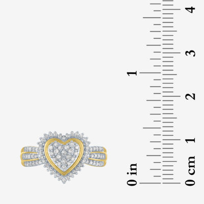 (G-H / I1-I2) Womens 1/3 CT.T.W. Lab-Grown Diamond 10K Gold Heart Halo Cocktail Ring