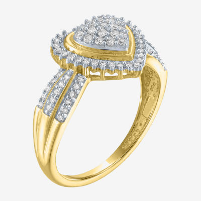 (G-H / I1-I2) Womens 1/3 CT.T.W. Lab-Grown Diamond 10K Gold Heart Halo Cocktail Ring