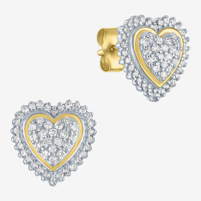 (G-H / I1-I2) 1/3 CT.T.W. Lab-Grown Diamond 10K Gold 11mm Heart Stud Earrings