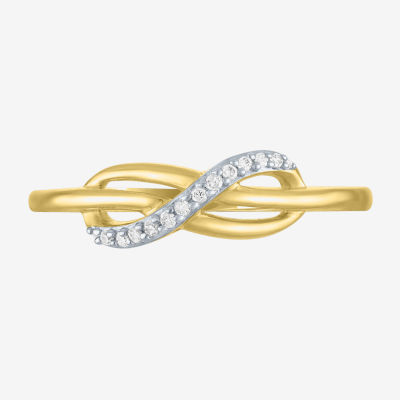 Diamond Accent (G-H / I1-I2) Womens Lab Grown White 10K Gold Infinity Cocktail Ring