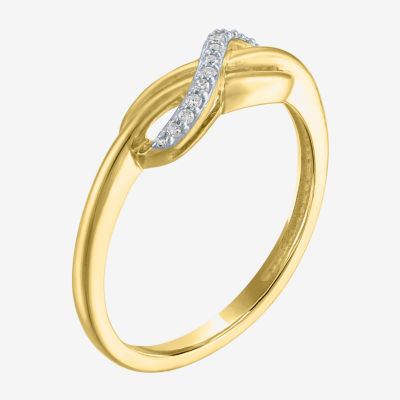 Diamond Accent (G-H / I1-I2) Womens Lab Grown White 10K Gold Infinity Cocktail Ring