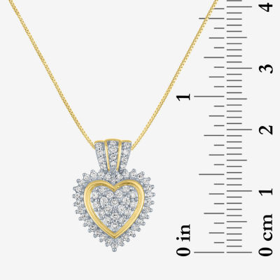 G-H / I1-I2) Womens 1 CT. T.W. Lab Grown White Diamond 10K Gold Heart Pendant Necklace
