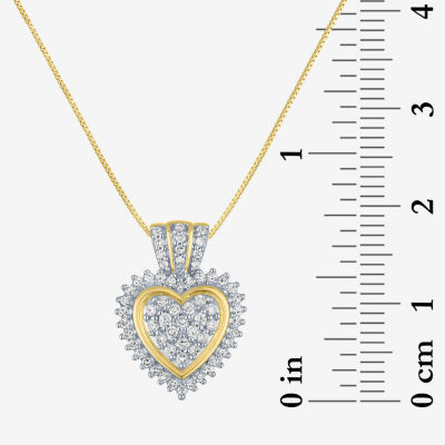 (G-H / I1-I2) Womens 1/3 CT.T.W. Lab-Grown Diamond 10K Gold Heart Pendant Necklace