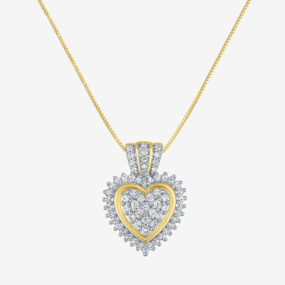 G-H / I1-I2) Womens 1 CT. T.W. Lab Grown White Diamond 10K Gold Heart Pendant Necklace