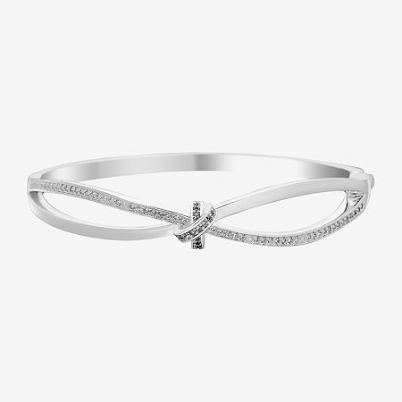 Sparkle Allure Womens Cubic Zirconia Silver Tone Pure Silver Over Brass Knot Bangle Bracelet