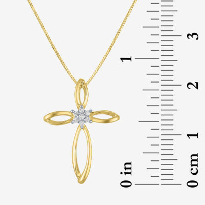 Diamond Blossom (G-H / I1-I2) Womens Diamond Accent Lab Grown White Diamond 10K Gold Cross Pendant Necklace