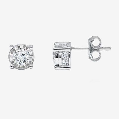 Tru Miracle 1 CT. T.W. Lab Grown White Diamond 10K White Gold 6.8mm Round Stud Earrings