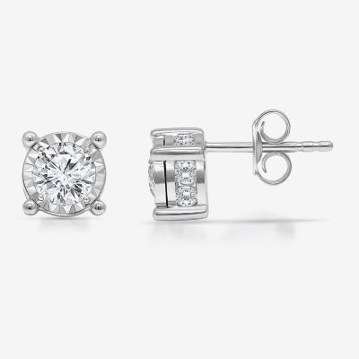 Tru Miracle /2 CT. T.W. Lab Grown White Diamond 10K Gold 6.7mm Round Stud Earrings