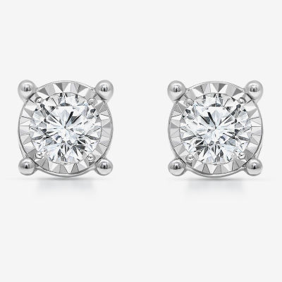 Tru Miracle /2 CT. T.W. Lab Grown White Diamond 10K White Gold 6.7mm Round Stud Earrings