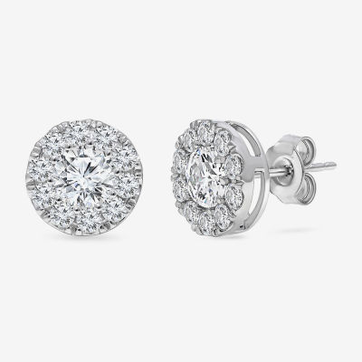 (I1/ I) 2 CT. T.W. Lab Grown White Diamond 10K White Gold 9.4mm Round Stud Earrings