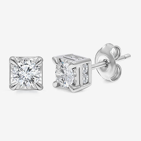 Tru Miracle 1 CT. T.W. Lab Grown White Diamond 10K White Gold 5.6mm Stud Earrings, One Size