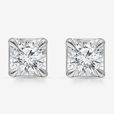 Tru Miracle 1 1/2 CT. T.W. Lab Grown White Diamond 10K White Gold 6.3mm Stud Earrings