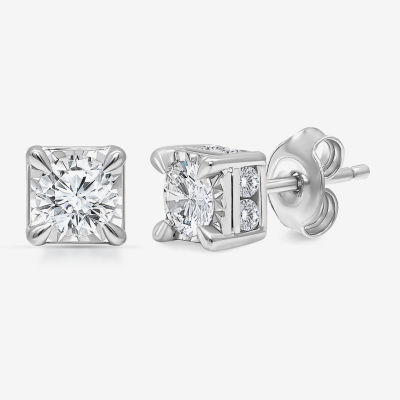 Tru Miracle 1 1/2 CT. T.W. Lab Grown White Diamond 10K White Gold 6.3mm Stud Earrings