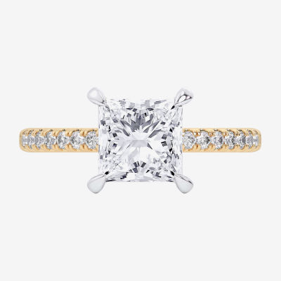 (G-H / Si1-Si2) Womens 2 1/4 CT. T.W. Lab Grown White Diamond 14K White Gold Side Stone Engagement Ring