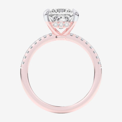 G-H / Si1-Si2) Womens 1/4 CT. T.W. Lab Grown White Diamond 14K Rose Gold Side Stone Engagement Ring