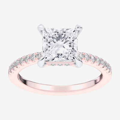 G-H / Si1-Si2) Womens 1/4 CT. T.W. Lab Grown White Diamond 14K Rose Gold Side Stone Engagement Ring