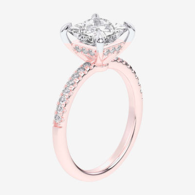 G-H / Si1-Si2) Womens 1/4 CT. T.W. Lab Grown White Diamond 14K Rose Gold Side Stone Engagement Ring