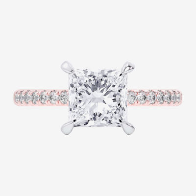 (G-H / Si1-Si2) Womens 2 1/4 CT. T.W. Lab Grown White Diamond 14K Gold Side Stone Engagement Ring
