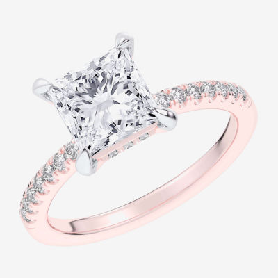 G-H / Si1-Si2) Womens 1/4 CT. T.W. Lab Grown White Diamond 14K Rose Gold Side Stone Engagement Ring