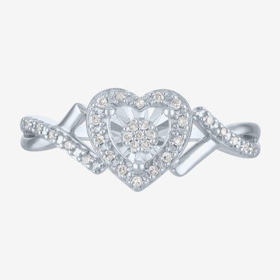 G-H / Si2-I1) Womens 1/ CT. T.W. Lab Grown White Diamond Sterling Silver Heart Promise Ring