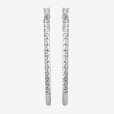 Sterling Silver 33mm Round Hoop Earrings