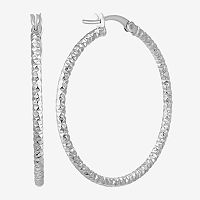 Sterling Silver 33mm Round Hoop Earrings, One Size