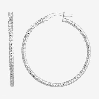 Sterling Silver 33mm Round Hoop Earrings