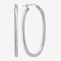 Sterling Silver 39mm Round Hoop Earrings, One Size