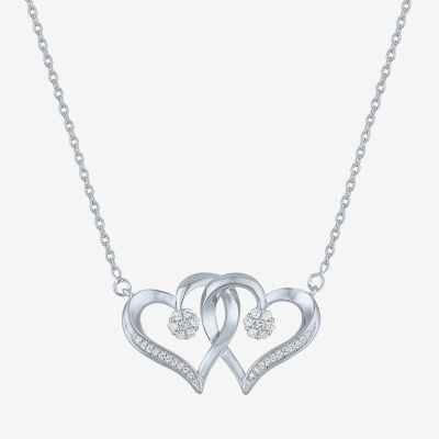 Diamond Blossom (G-H / Si2-I1) Womens 1/10 CT. T.W. Lab Grown White Diamond Sterling Silver Heart Pendant Necklace