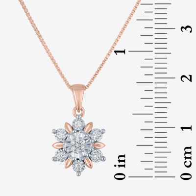 Diamond Blossom (G-H / Si2-I1) Womens 1/10 CT. T.W. Lab Grown White Diamond 14K Rose Gold Over Silver Pendant Necklace