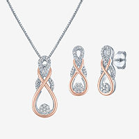 Diamond Blossom (G-H / I1-I2) 1/10 CT. T.W. Lab Grown White Diamond 14K Rose Gold Over Silver Sterling Silver 2-pc. Jewelry Set