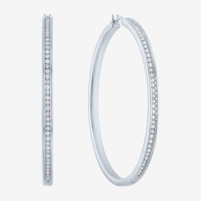 (G-H / Si2-I1) 1/2 CT. T.W. Lab Grown White Diamond Sterling Silver 46.4mm Hoop Earrings