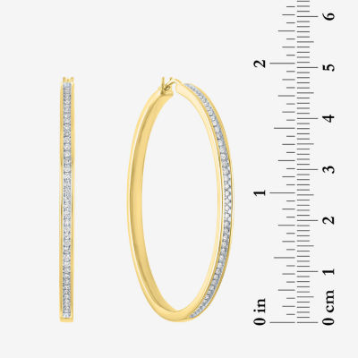 (G-H / Si2-I1) 1/2 CT. T.W. Lab Grown Diamond 14K Gold Over Silver 48mm Hoop Earrings