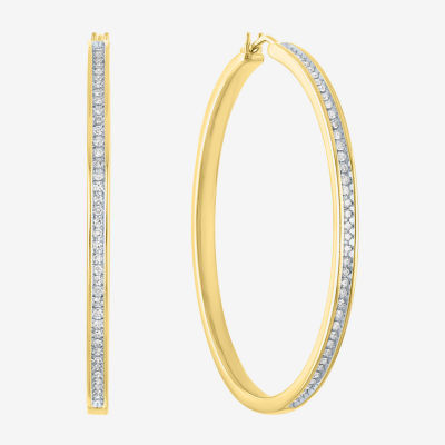 (G-H / Si2-I1) 1/2 CT. T.W. Lab Grown Diamond 14K Gold Over Silver 48mm Hoop Earrings