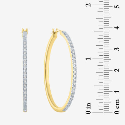 (G-H / I1-I2) 1/4 CT. T.W. Lab Grown White Diamond 14K Gold Over Silver 40mm Hoop Earrings