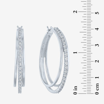 (G-H / I1-I2) 1/10 CT. T.W. Lab Grown White Diamond Sterling Silver 41mm Hoop Earrings