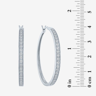 (G-H / I1-I2) Womens 1/10 CT. T.W. Lab Grown White Diamond Sterling Silver 40mm Hoop Earrings