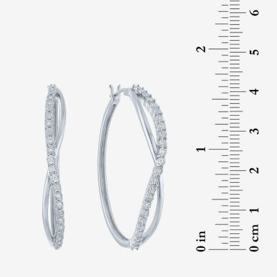 (G-H / I1-I2) 1/10 CT. T.W. Lab Grown White Diamond Sterling Silver 36mm Hoop Earrings